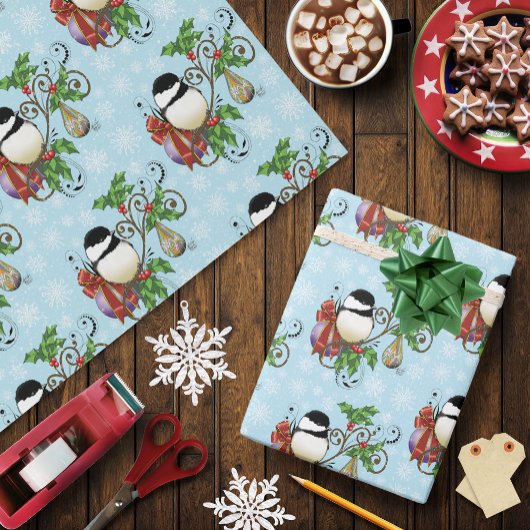 Winter Chickadee Weihnachten Geschenkpapier