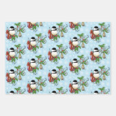 Winter Chickadee Weihnachten Geschenkpapier Set (Vorderseite)