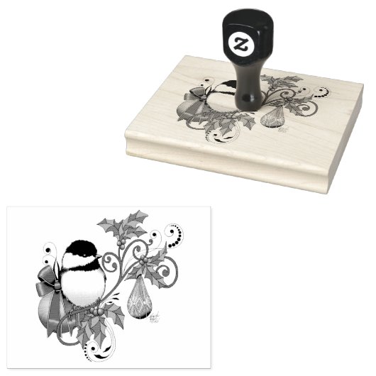 Winter Chickadee Weihnachten Gummistempel (Stempel)
