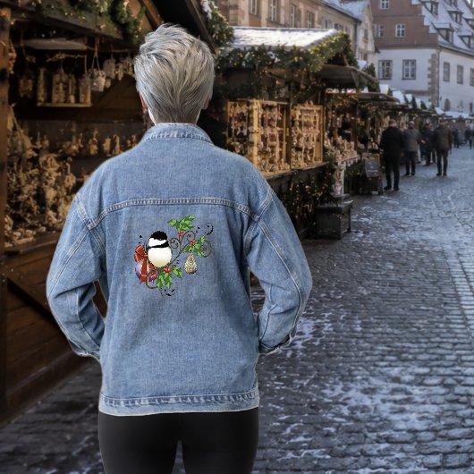 Winter Chickadee Weihnachten Jeansjacke
