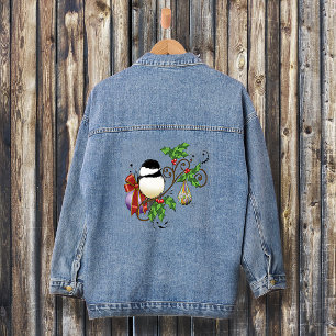 Winter Chickadee Weihnachten Jeansjacke