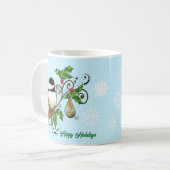 Winter Chickadee Weihnachten Kaffeetasse (Vorderseite Links)