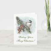Winter Chickadee Weihnachten Karte (Vorderseite)