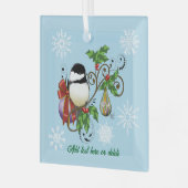 Winter Chickadee Weihnachten Ornament Aus Glas (Vorderseite links)