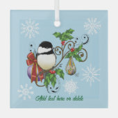 Winter Chickadee Weihnachten Ornament Aus Glas (Vorderseite)