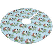 Winter Chickadee Weihnachten Polyester Weihnachtsbaumdecke (Schrägansicht)