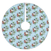 Winter Chickadee Weihnachten Polyester Weihnachtsbaumdecke (Vorderseite)