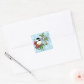 Winter Chickadee Weihnachten Quadratischer Aufkleber (Umschlag)
