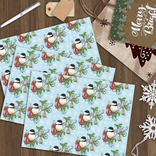 Winter Chickadee Weihnachten Seidenpapier