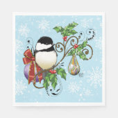 Winter Chickadee Weihnachten Serviette (Vorderseite)