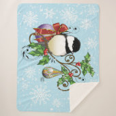 Winter Chickadee Weihnachten Sherpadecke (Vorderseite)