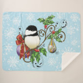 Winter Chickadee Weihnachten Sherpadecke (Vorderseite (Horizontal))