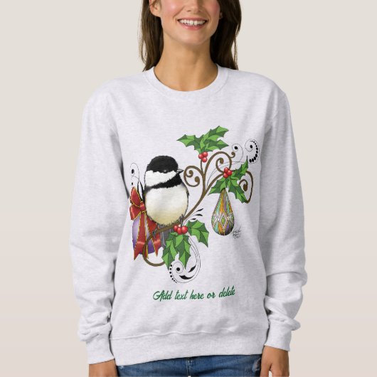 Winter Chickadee Weihnachten Sweatshirt (Vorderseite)