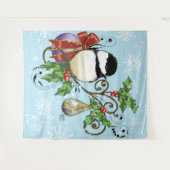 Winter Chickadee Weihnachten Wandteppich (Vorderseite (Horizontal))