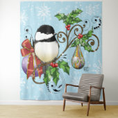 Winter Chickadee Weihnachten Wandteppich (Beispiel)