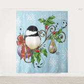 Winter Chickadee Weihnachten Wandteppich (Vorderseite)