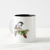 Winter Chickadee Zweifarbige Tasse (Vorderseite Links)