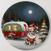 Winter Chihuahua Caravan Weihnachtsabenteuer Button (Vorderseite)