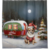 Winter Chihuahua Caravan Weihnachtsabenteuer Duschvorhang (Vorderseite)