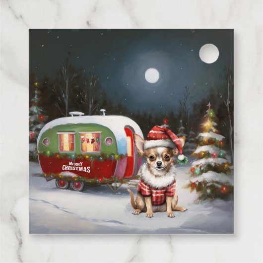 Winter Chihuahua Caravan Weihnachtsabenteuer Geschenkanhänger (Rückseite)