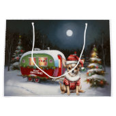 Winter Chihuahua Caravan Weihnachtsabenteuer Große Geschenktüte (Vorderseite)
