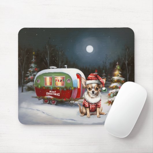 Winter Chihuahua Caravan Weihnachtsabenteuer Mousepad (Mit Mouse)