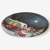 Winter Chihuahua Caravan Weihnachtsabenteuer Pappteller (Schrägansicht)
