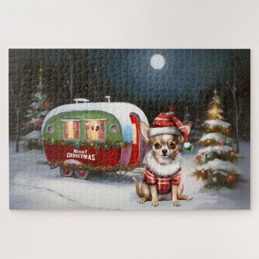 Winter Chihuahua Caravan Weihnachtsabenteuer Puzzle (Horizontal)