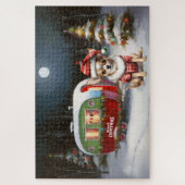 Winter Chihuahua Caravan Weihnachtsabenteuer Puzzle (Vertikal)