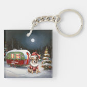 Winter Chihuahua Caravan Weihnachtsabenteuer Schlüsselanhänger (Rückseite)