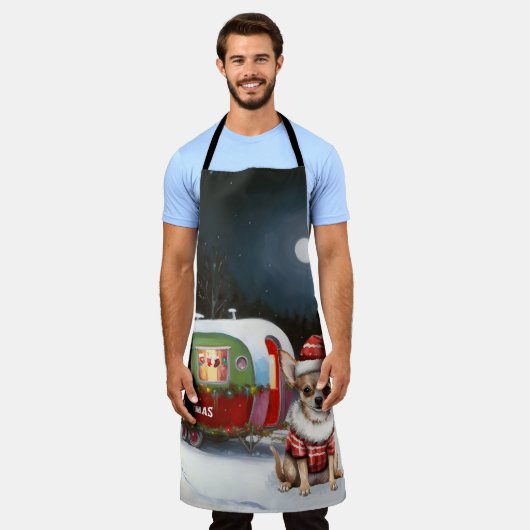 Winter Chihuahua Caravan Weihnachtsabenteuer Schürze (Getragen)
