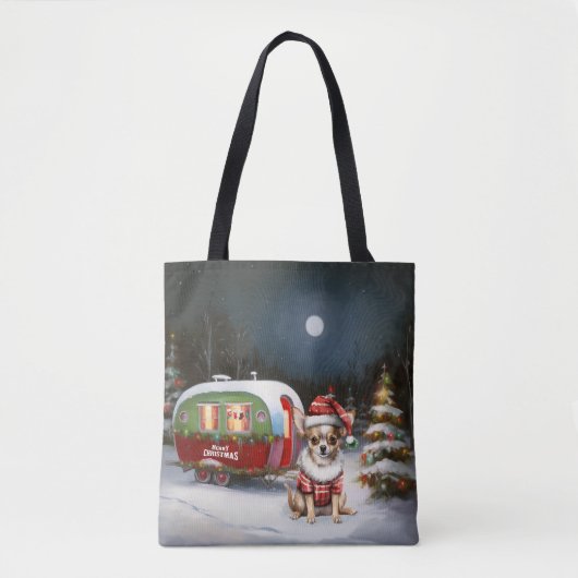 Winter Chihuahua Caravan Weihnachtsabenteuer Tasche (Vorderseite)