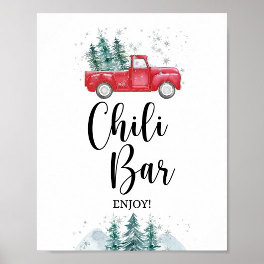 Winter Chili Bar Sign Red Xmas Tretruck Poster (Vorne)