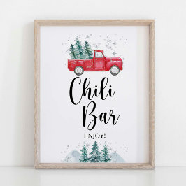 Winter Chili Bar Sign Red Xmas Tretruck Poster