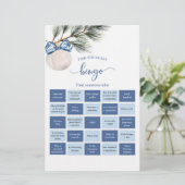 Winter Chinoiserie Bow Bingo Games Card (Stehend Vorderseite)