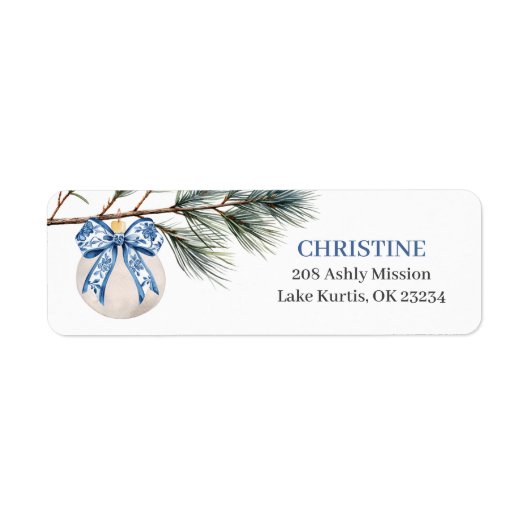 Winter Chinoiserie Bow Brautparty Address Label (Vorne)
