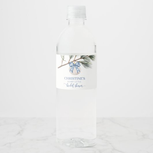 Winter Chinoiserie Bow Brautparty Flasche Wasserflaschenetikett (Vorderseite)