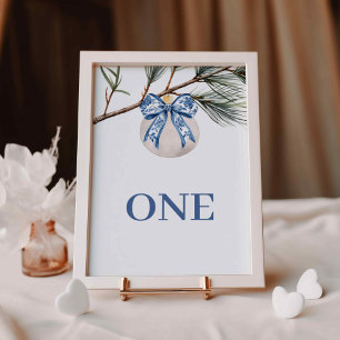 Winter Chinoiserie Bow Brautparty Tischnummer