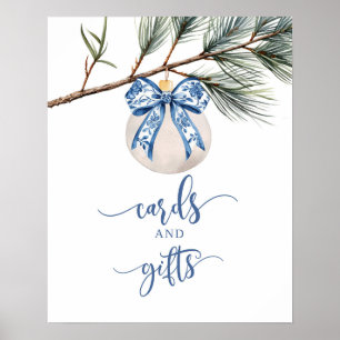 Winter Chinoiserie Bow Cards and Gifts Party Unter Poster