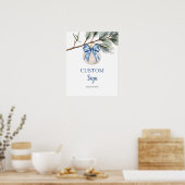 Winter Chinoiserie Bow Custom Sign Poster (Küche)