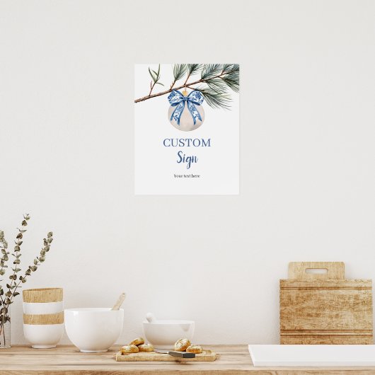 Winter Chinoiserie Bow Custom Sign Poster (Küche)