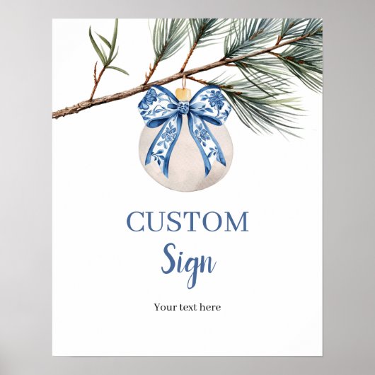 Winter Chinoiserie Bow Custom Sign Poster (Vorne)