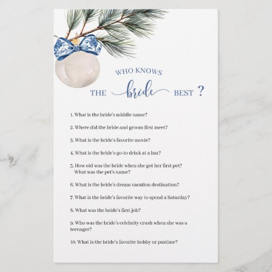 Winter Chinoiserie Bow, der die Braut Best (Vorderseite)