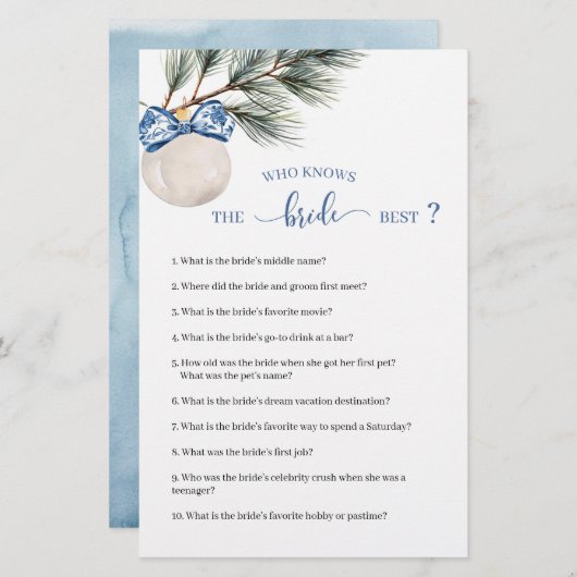 Winter Chinoiserie Bow, der die Braut Best (Vorne/Hinten)