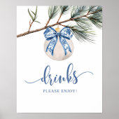 Winter Chinoiserie Bow Drinks Party Unterschrift Poster (Vorne)