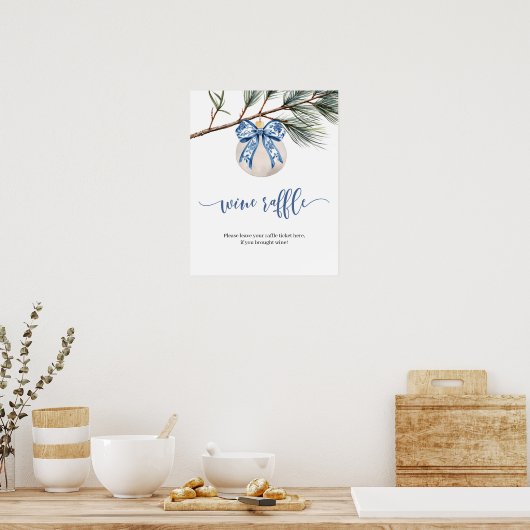 Winter Chinoiserie Bow Raffle Spielzeichen Poster (Küche)