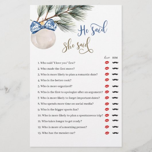 Winter Chinoiserie Bow sagte er sagte, sie sagte S (Vorderseite)