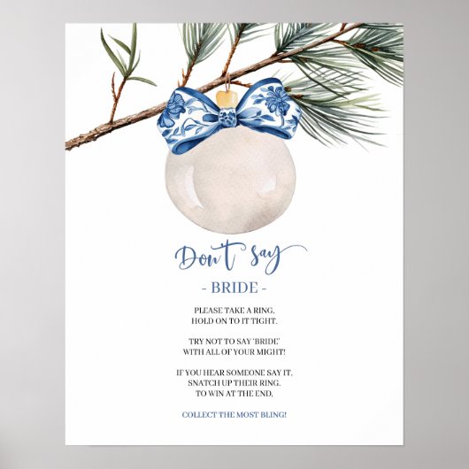 Winter Chinoiserie Say Bride Game Sign Poster (Vorne)