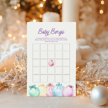 Winter Christmas Baby Bingo Game Card