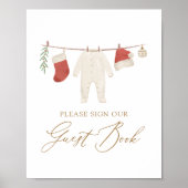 Winter Christmas Baby Shooting Guest Book Sign Poster (Vorne)
